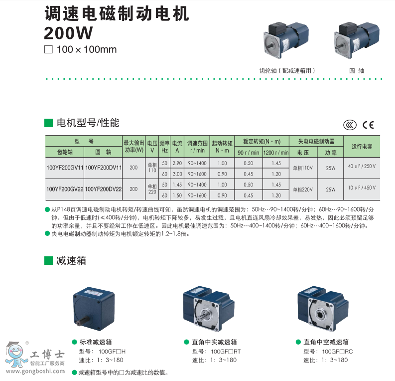 200W調(diào)速電磁制動電機(jī)