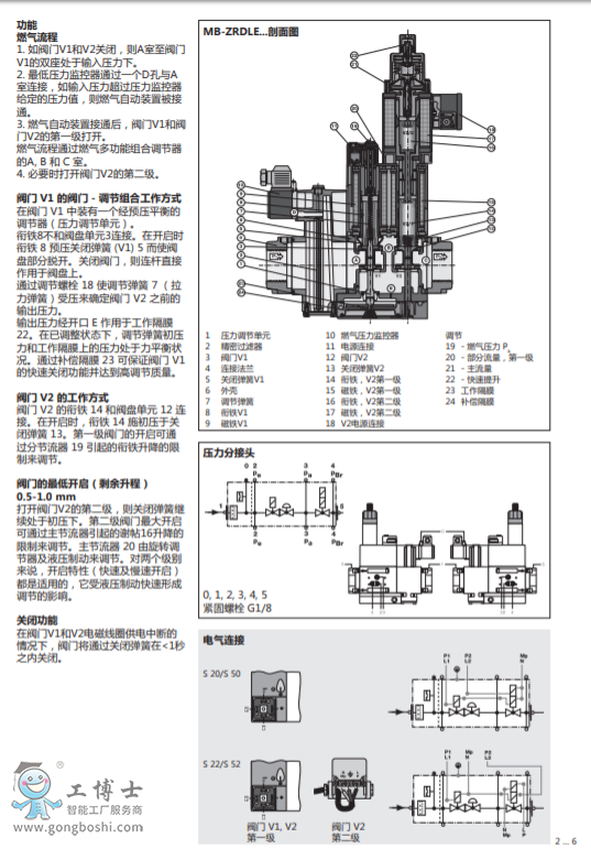 MB-ZRD(LE) 415-420 B01: 燃?xì)舛喙δ芙M合閥GasMultiBloc®,組合式調(diào)節(jié)和安全裝置,雙級(jí)工作方式